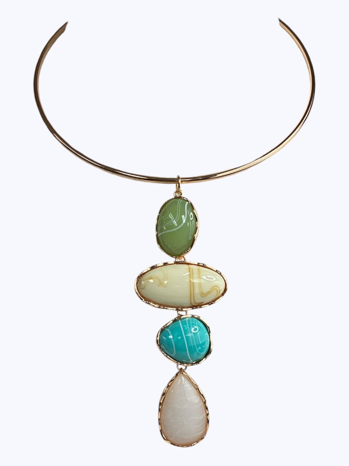 Stacked Stone Pendant Necklace