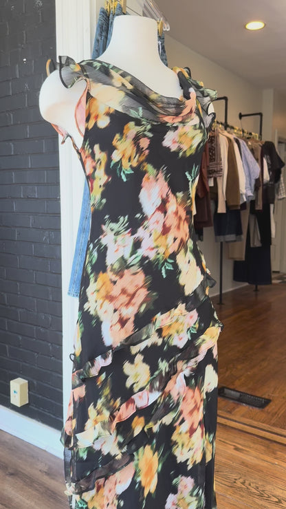 Alinta Ruffle Cowl Neck Dress