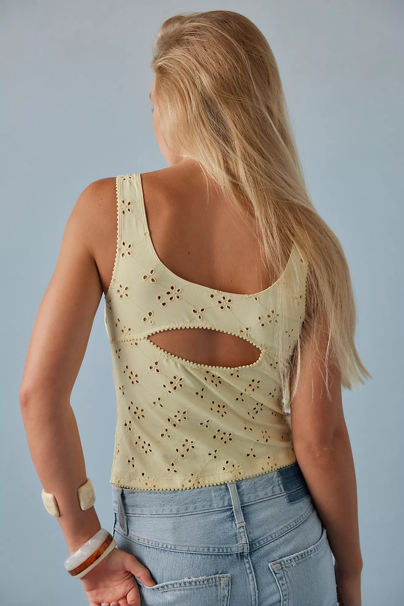 Full Bloom Eyelet Cami - Banana